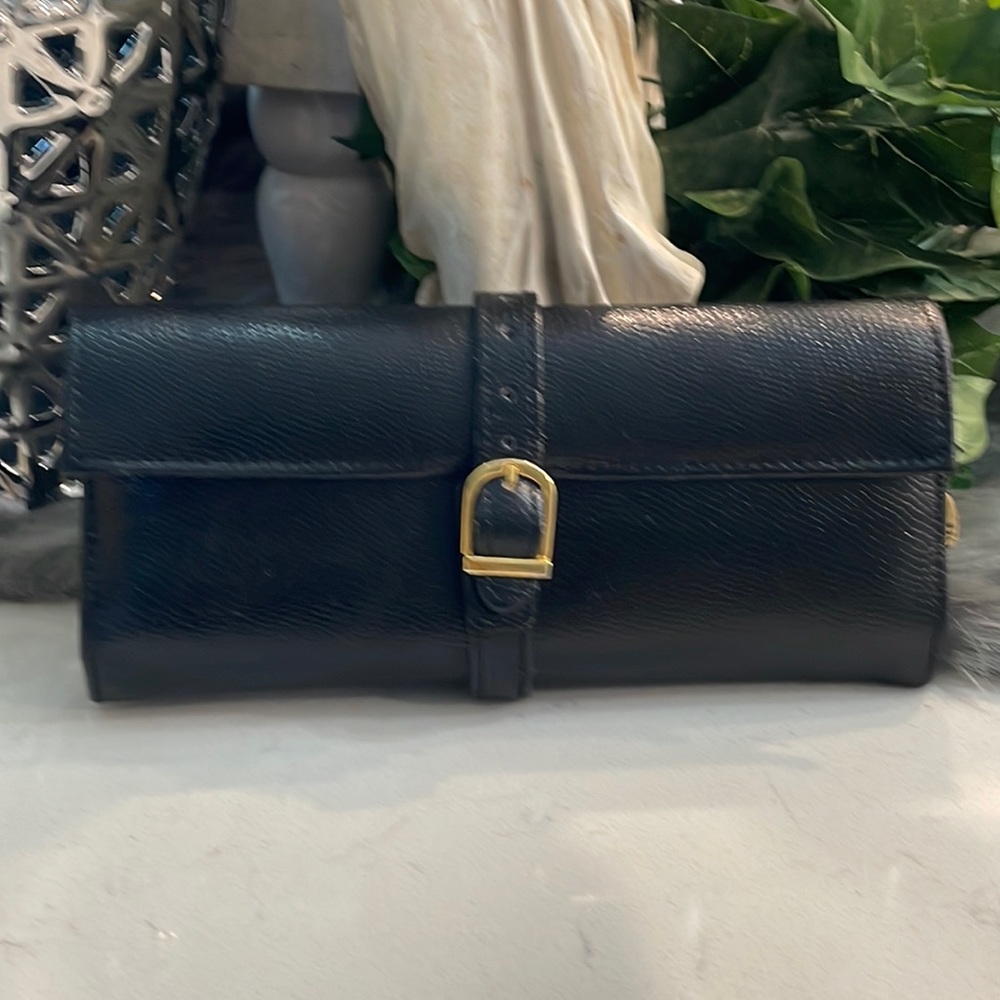 Wolf Designs Black Leather Jewelry Traveling Case